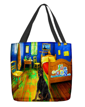 Dobermann in the bedroom-Cloth Tote Bag