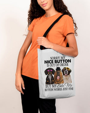 Dogs-Bite Me Button-Cloth Tote Bag