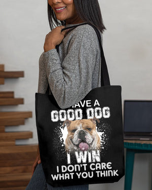 English Bulldog-I Win Cloth Tote Bag