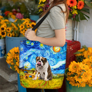 English Bulldog-Oil Painting-Cloth Tote Bag