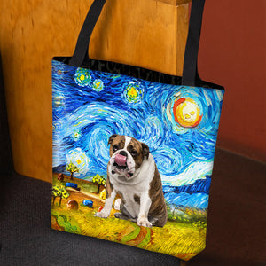 English Bulldog-Oil Painting-Cloth Tote Bag