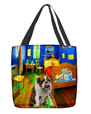 English Bulldog 2 in the bedroom-Cloth Tote Bag