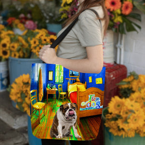 English Bulldog 2 in the bedroom-Cloth Tote Bag