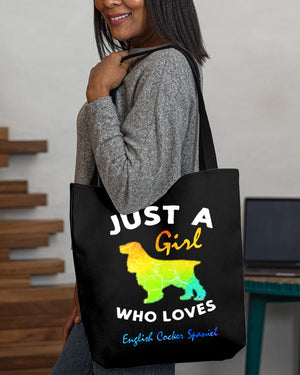 English Cocker Spaniel-Just A Girl-Cloth Tote Bag