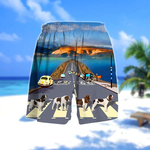 English Springer Spanie Cross the road- Men Hawaii Beach Shorts