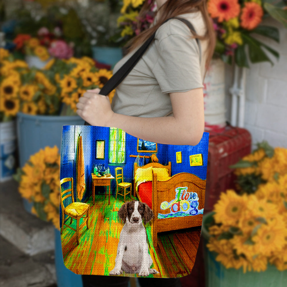 English Springer Spaniel in the bedroom-Cloth Tote Bag