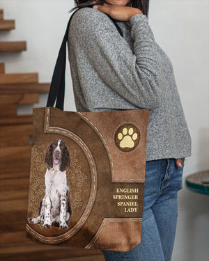 English Springer Spaniel-Lady&Dog Cloth Tote Bag