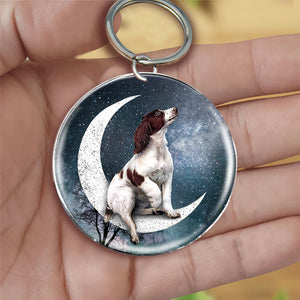 English Springer Spaniel-Stars and Moon-Round Resin Epoxy Metal Keychain