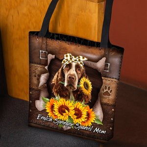 English Springer Spaniel-Sunflower&Dog Mom Cloth Tote Bag