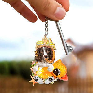 English Springer Spaniel-Swimming Laps Keychain