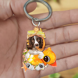 English Springer Spaniel-Swimming Laps Keychain