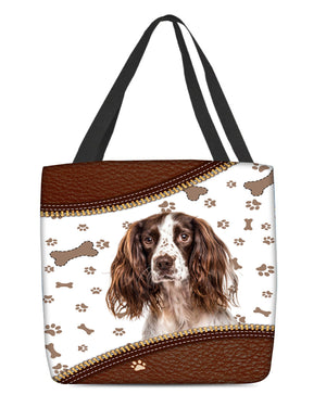 English Springer Spaniel 2-Zipper Texture-Cloth Tote Bag