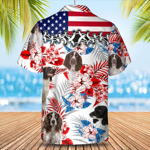 English Springer Spaniel American Flag Hawaiian Shirt