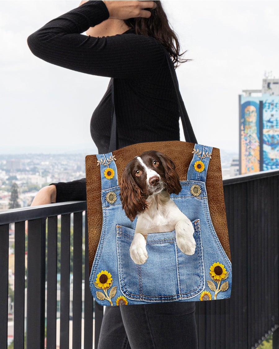 English Springer Spaniel And Sunflower-Cloth Tote Bag