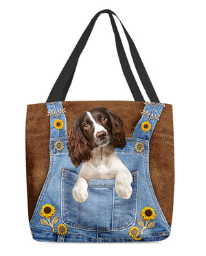 English Springer Spaniel And Sunflower-Cloth Tote Bag