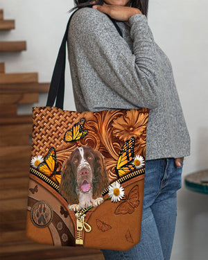 English Springer Spaniel Butterfly Daisy Cloth Tote Bag