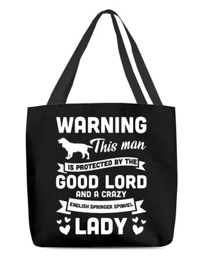 English Springer Spaniel Crazy lady Cloth Tote Bag