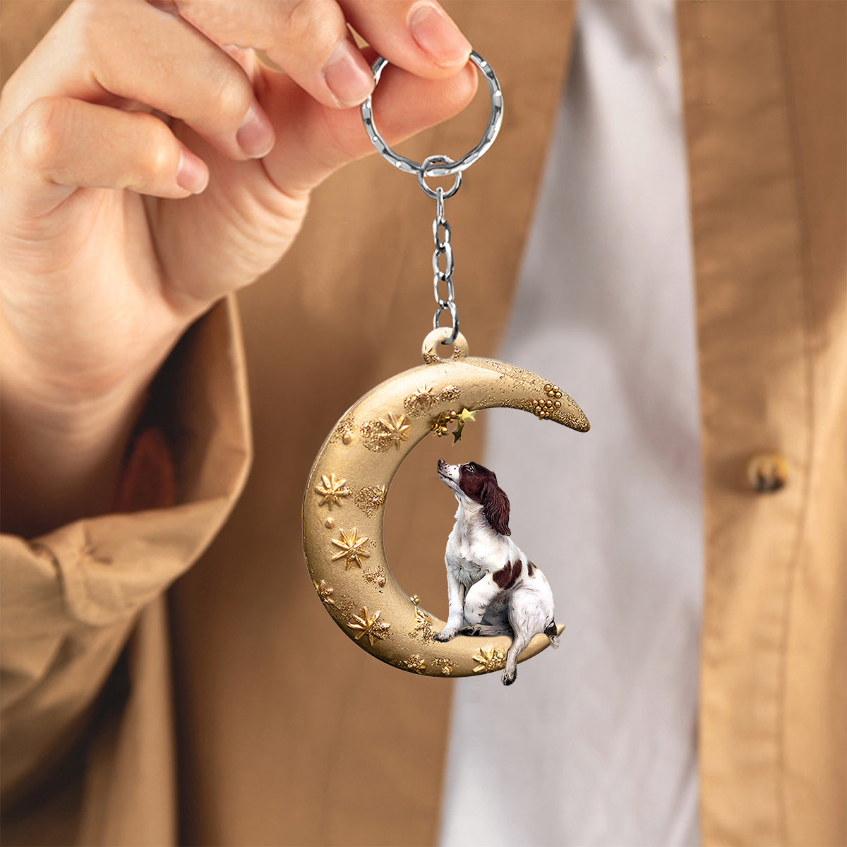 English Springer Spaniel-Dog & Moon Flat Acrylic Keychain