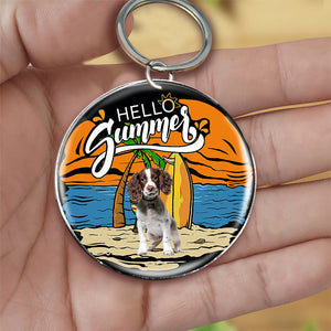 English Springer Spaniel (7) Hello Summer-Round Resin Epoxy Metal Keychain