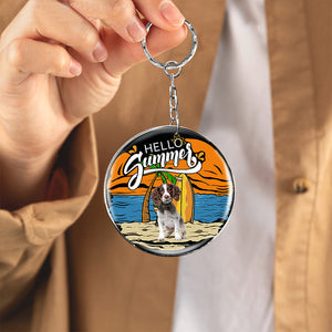 English Springer Spaniel (7) Hello Summer-Round Resin Epoxy Metal Keychain