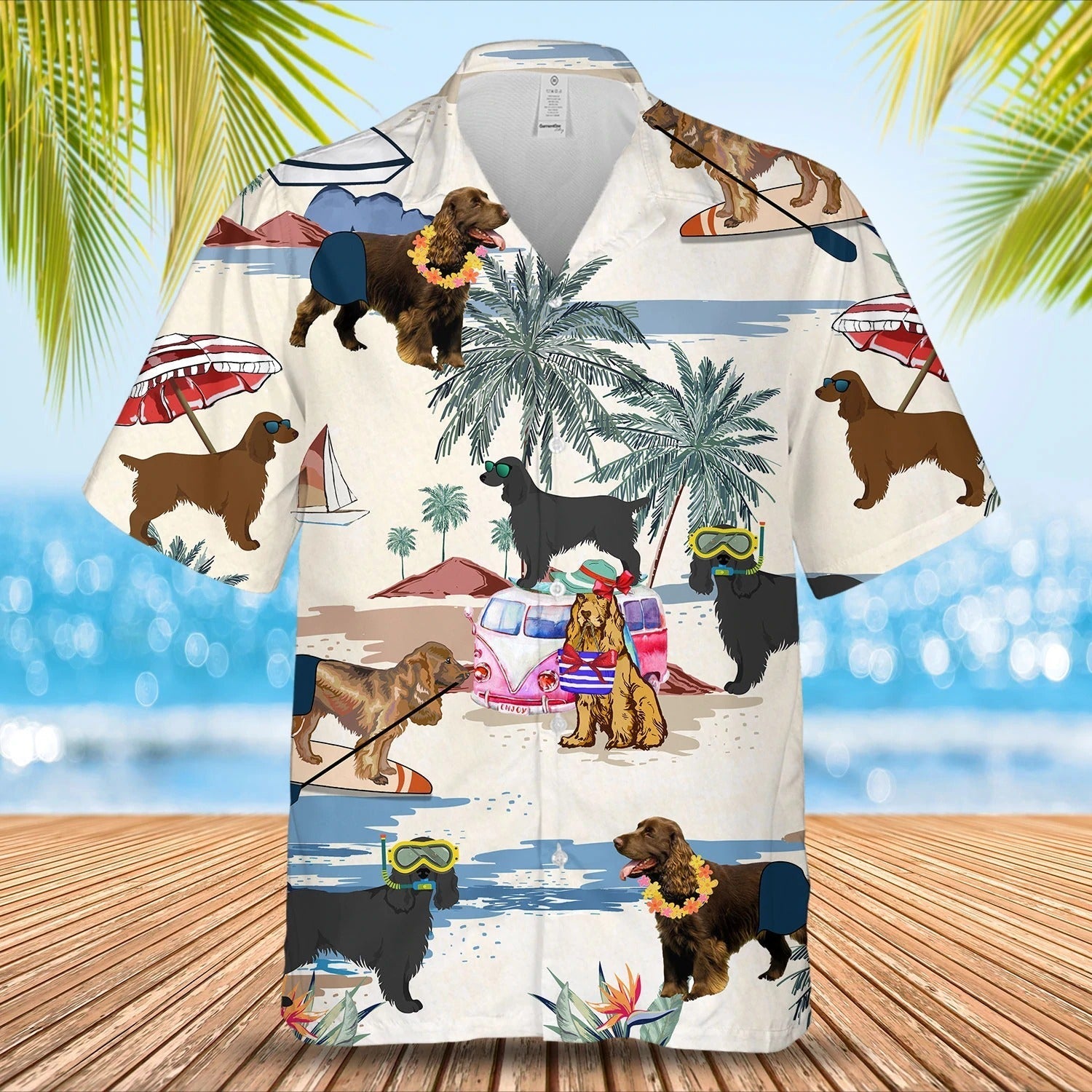 Field Spaniel Summer Beach Hawaiian Shirt