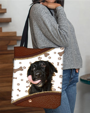 Flat Coated Retriever-Zipper Texture-Cloth Tote Bag