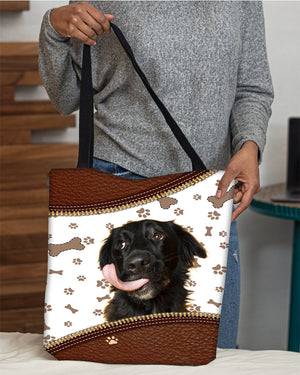 Flat Coated Retriever-Zipper Texture-Cloth Tote Bag