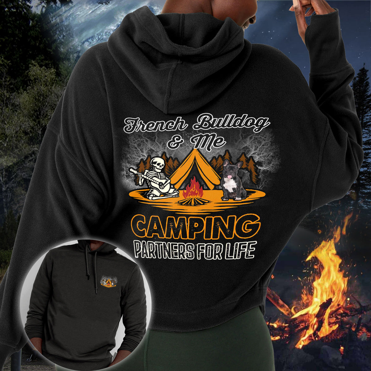 French Bulldog 2 Camping Partners-Hoodie