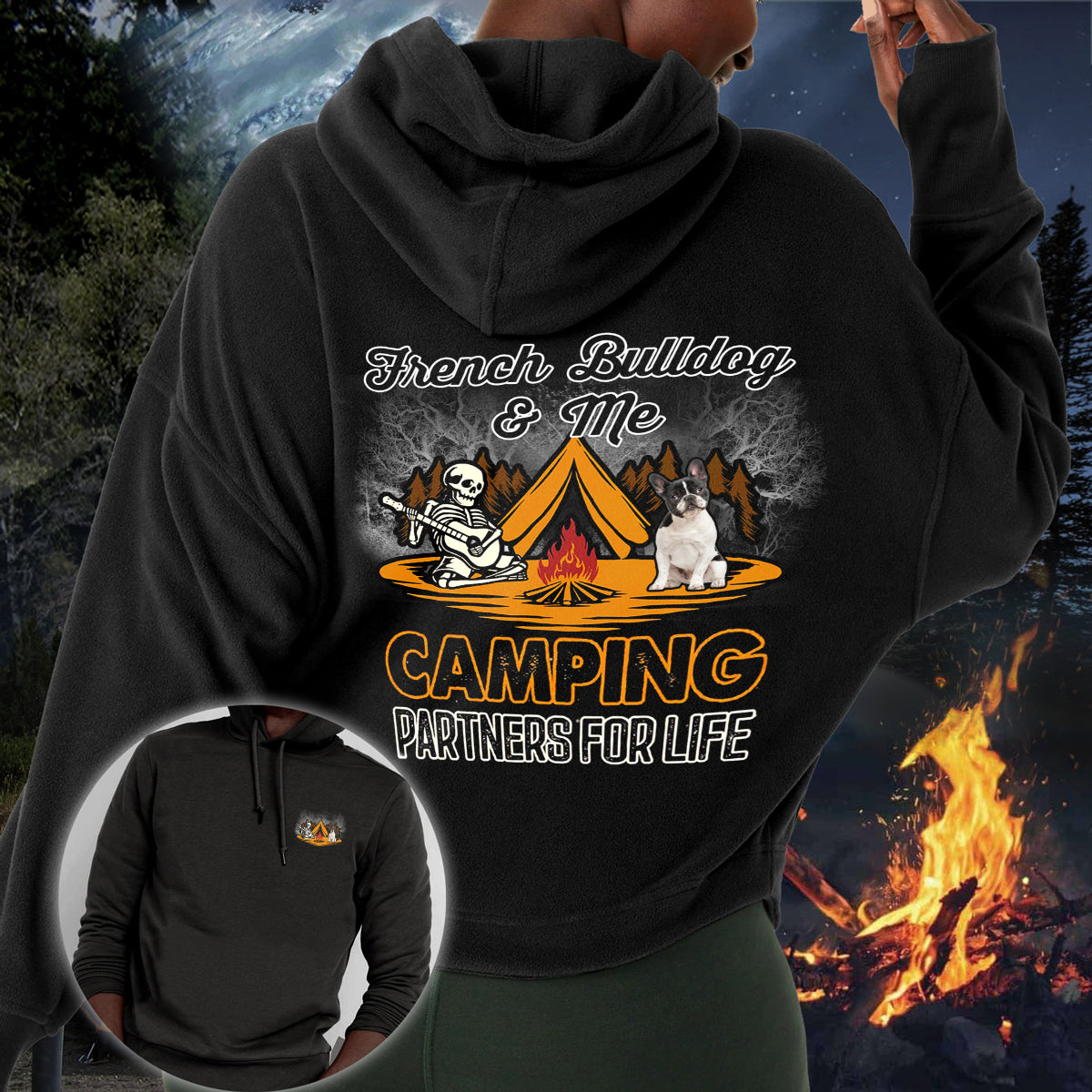 French Bulldog 3 Camping Partners-Hoodie