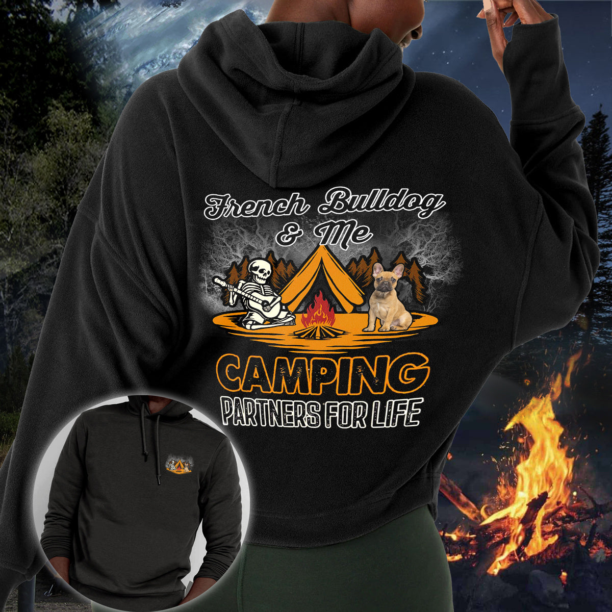 French Bulldog 5 Camping Partners-Hoodie