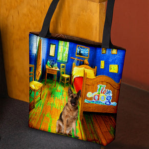 German Shepherd in the bedroom-Cloth Tote Bag