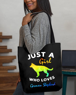 German Shepherd-Just A Girl-Cloth Tote Bag