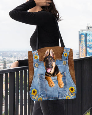 German Shepherd1 And Sunflower-Cloth Tote Bag