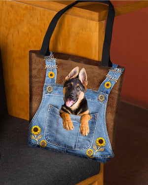 German Shepherd1 And Sunflower-Cloth Tote Bag