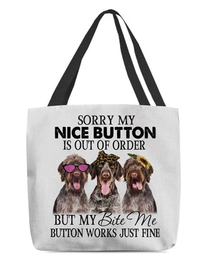 German Shorthaired Pointer-Bite Me Button-Cloth Tote Bag