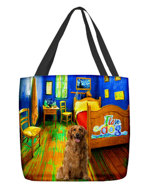 Golden Retrieve in the bedroom 2-Cloth Tote Bag