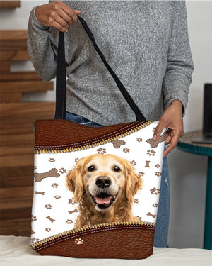 Golden Retriever (2)-Zipper Texture-Cloth Tote Bag