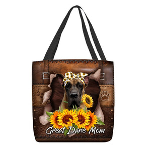 Great Dane-Sunflower&Dog Mom Cloth Tote Bag