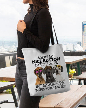 Great Dane-Bite Me Button-Cloth Tote Bag