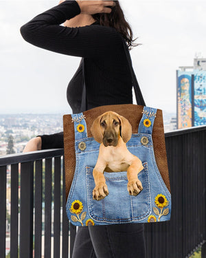 Great Dane And Sunflower-Cloth Tote Bag