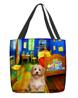 Havanese in the bedroom-Cloth Tote Bag