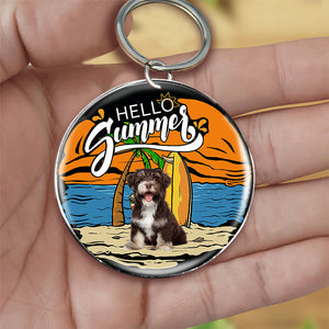 Havanese (2) Hello Summer-Round Resin Epoxy Metal Keychain