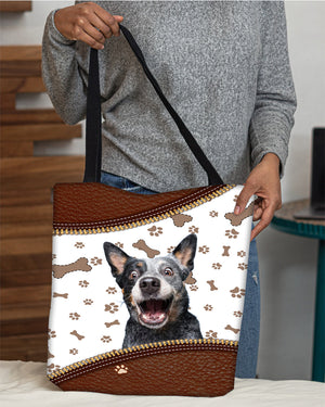 Heeler-Zipper Texture-Cloth Tote Bag