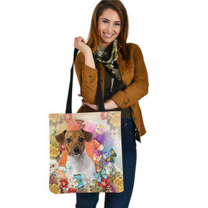 Jack Russell Terrier And Butterflies-Cloth Tote Bag