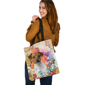 Jack Russell Terrier And Butterflies-Cloth Tote Bag