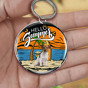 Jack Russell Terrier (8) Hello Summer-Round Resin Epoxy Metal Keychain