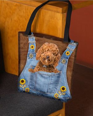 Labradoodle And Sunflower-Cloth Tote Bag