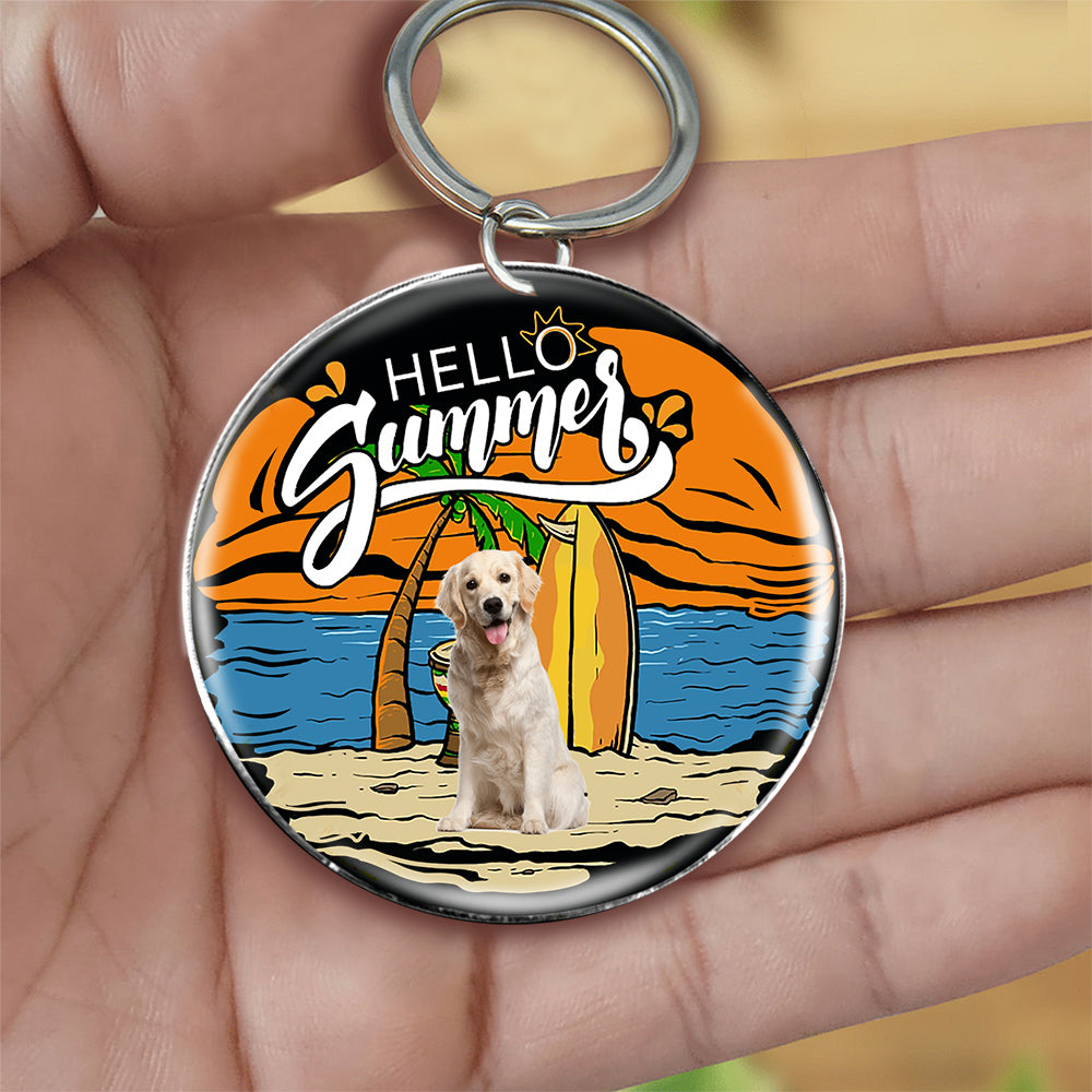 Labrador 3 Hello Summer-Round Resin Epoxy Metal Keychain