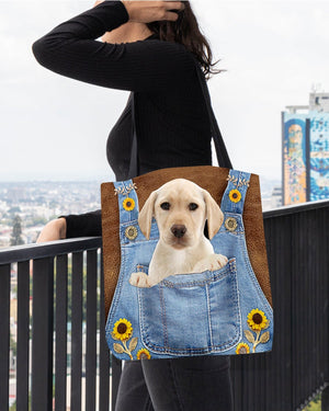 Labrador And Sunflower-Cloth Tote Bag