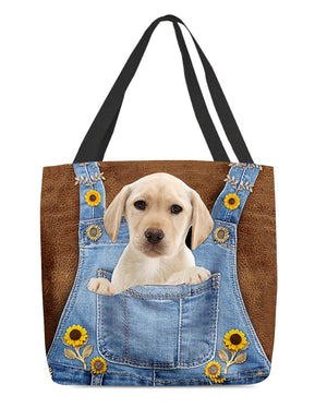 Labrador And Sunflower-Cloth Tote Bag